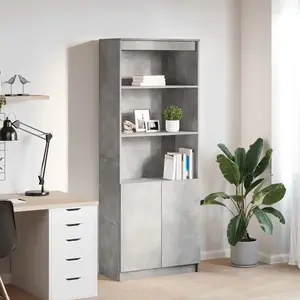 vidaXL Buffet haut gris béton 70x35x180 cm bois d'ingénierie pas cher