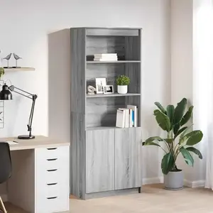 vidaXL Buffet haut sonoma gris 70x35x180 cm bois d'ingénierie pas cher