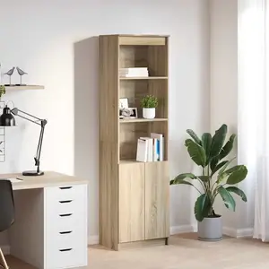 vidaXL Buffet haut chêne sonoma 50x35x180 cm bois d'ingénierie pas cher