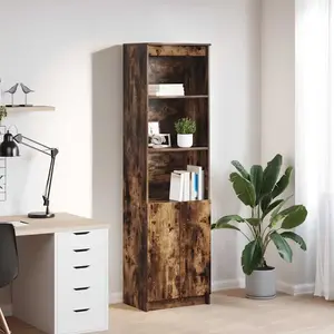 vidaXL Buffet haut chêne fumé 50x35x180 cm bois d'ingénierie pas cher