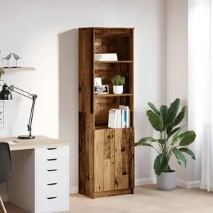 vidaXL Buffet haut vieux bois 50x35x180 cm bois d'ingénierie pas cher