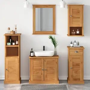 vidaXL Ensemble de mobilier de salle de bain 5 pcs marron miel pas cher