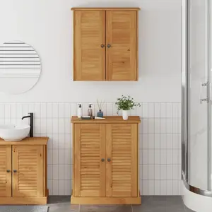 vidaXL Ensemble de mobilier de salle de bain avec étagère 2 pcs Marron pas cher
