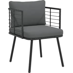 vidaXL Chaise de jardin avec coussins noir résine tressée pas cher