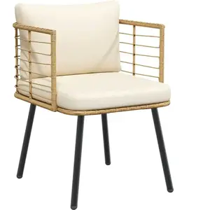 vidaXL Chaise de jardin avec coussins naturel résine tressée pas cher