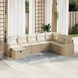 vidaXL Salon de jardin avec coussins 8 pcs beige résine tressée pas cher