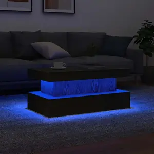vidaXL Table basse avec lumières LED chêne noir 90x50x40 cm pas cher