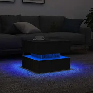 Comparateur de prix : vidaXL Table basse avec lumières LED chêne noir 50x50x40 cm