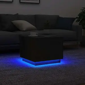Comparateur de prix : vidaXL Table basse avec lumières LED chêne noir 50x50x40 cm
