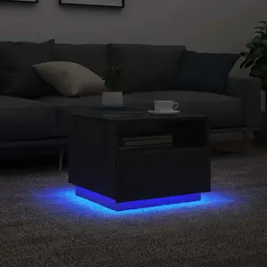 Comparateur de prix : vidaXL Table basse avec lumières LED chêne noir 50x49x40 cm