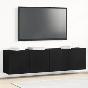 vidaXL Vidaxl Meubles Tv 2 Pièces Chêne Noir 160 X 30 X 41 Cm Bois D'ingénierie pas cher