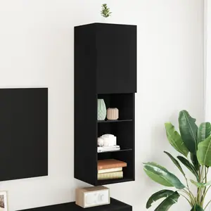 vidaXL Ensemble meuble TV Montage mural Chêne noir 30,5 x 30 x 102 cm pas cher