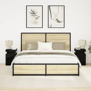 vidaXL Cabinet de chevet avec tiroir 2 pcs Chêne noir 35 x 39 x 55 cm pas cher