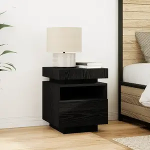 vidaXL Cabinet de chevet avec tiroir Chêne noir 40 x 39 x 48,5 cm pas cher