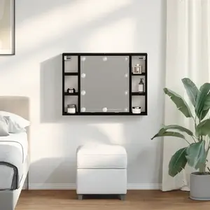 vidaXL Meuble Miroir Led Vidaxl - Chêne Noir - 76x15x55 Cm - Fabriqué En Bois D'ingénierie pas cher