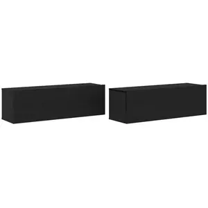 vidaXL Meuble TV 2 pcs Noir 100 x 30 x 30 cm Bois d'ingénierie pas cher