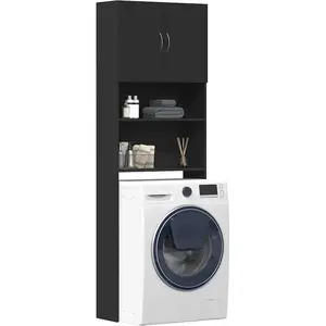 Comparateur de prix : vidaXL Meuble de machine à laver noir 64x24x190 cm bois d'ingénierie