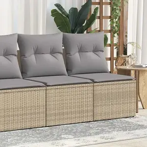 vidaXL Salon de jardin avec coussins 4 pcs beige résine tressée acacia pas cher