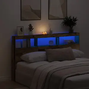 vidaXL Armoire tête de lit avec LED vieux bois 180x17x102 cm pas cher
