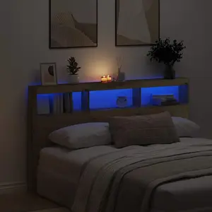 vidaXL Armoire tête de lit avec LED chêne artisanal 180x17x102 cm pas cher