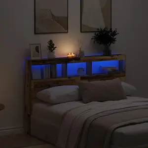 Comparateur de prix : vidaXL Armoire tête de lit avec LED vieux bois 160x17x102 cm