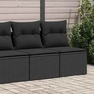 Salon de jardin 4 pcs avec coussins noir résine tressée acacia Vidaxl pas cher