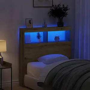 vidaXL Armoire tête de lit avec LED chêne artisanal 100x17x102 cm pas cher