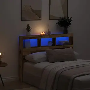 vidaXL Armoire tête de lit avec LED vieux bois 140x17x102 cm pas cher