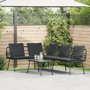 VIDAXL Set De Canapé De Jardin 2 Pièces Avec Coussins En Poly Rotin Noir pas cher