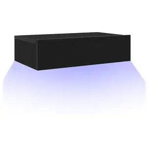 vidaXL Meuble TV avec éclairage LED Chêne noir 60 x 35 x 15,5 cm pas cher