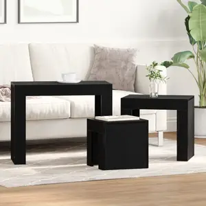 vidaXL Tables Basses Gigognes Vidaxl 3 Pcs En Bois D'ingénierie Noir pas cher