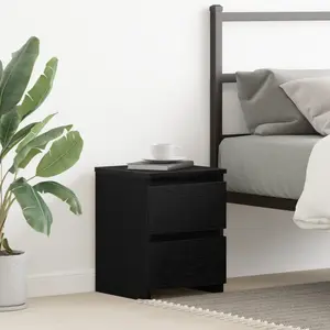 vidaXL Table De Chevet Vidaxl Avec Tiroirs En Chêne Noir 30x30x40 Cm pas cher