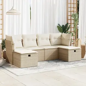 vidaXL Salon de jardin avec coussins 6 pcs beige résine tressée pas cher