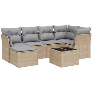 vidaXL Salon de jardin avec coussins 6 pcs beige résine tressée pas cher