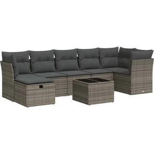 vidaXL Salon de jardin 8 pcs avec coussins gris résine tressée pas cher
