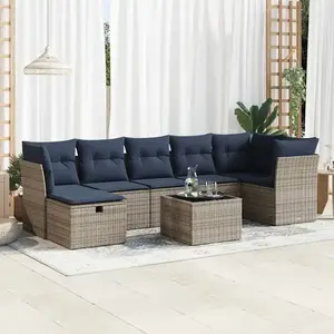 vidaXL Vidaxl Salon De Jardin 8 Pcs Avec Coussins Gris Résine Tressée pas cher