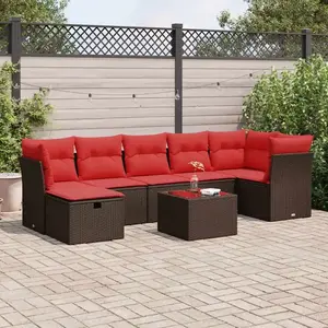 vidaXL - 8-delige - Loungeset - met - kussens - poly - rattan - bruin pas cher