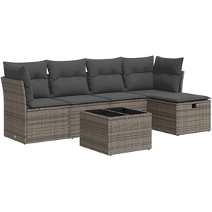 vidaXL Salon de jardin 5 pcs avec coussins gris résine tressée pas cher