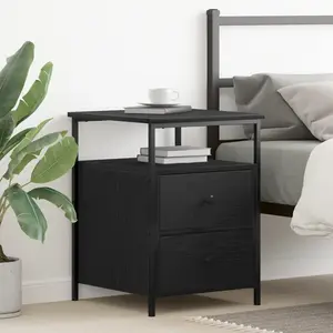 vidaXL Cabinet de chevet avec tiroir Chêne noir 34 x 35,5 x 50 cm pas cher