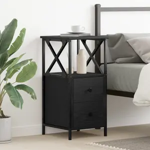 vidaXL Cabinet de chevet avec tiroir Chêne noir 34 x 35,5 x 70 cm pas cher