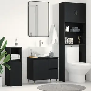 vidaXL Meuble lavabo vidaXL Noir Chêne 65x33x60 cm Bois d'ingénierie pas cher
