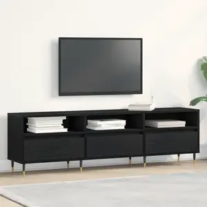 Comparateur de prix : vidaXL Meuble Tv Vidaxl Chêne Noir 150x30x44,5 Cm Bois Reconstitué