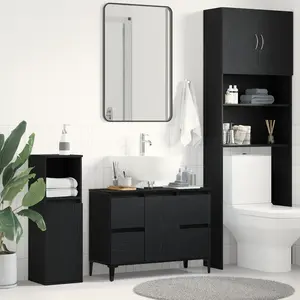 vidaXL Meuble de Lavabo de Salle de Bain Chêne noir 80 x 33 x 60 cm pas cher