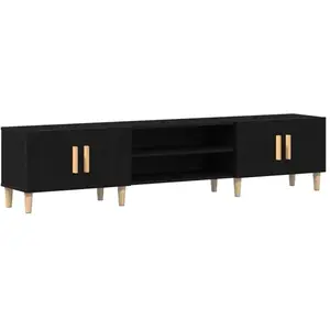 vidaXL Meuble Tv Vidaxl Noir Chêne 180x31,5x40 Cm Bois D'ingénierie pas cher