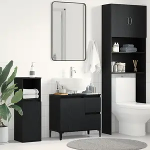 vidaXL Cabinet de salle de bain avec tiroir Chêne noir 65 x 33 x 60 cm pas cher
