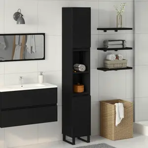 vidaXL Cabinet de salle de bain avec porte Chêne noir 30 x 30 x 190 cm pas cher