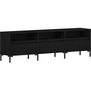 Comparateur de prix : vidaXL Meuble Tv Vidaxl Noir Chêne 150x30x44,5 Cm Bois D'ingénierie