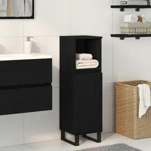 vidaXL Meuble De Salle De Bain Vidaxl Chêne Noir 30x30x100 Cm Bois D'ingénierie pas cher