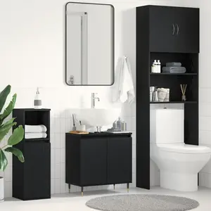 vidaXL vidaXL Meuble Sous Lavabo Chêne Noir 58x33x60 cm Bois d'Ingénierie pas cher