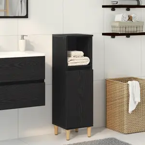 vidaXL Cabinet de Salle de Bain avec porte Chêne noir 30 x 30 x 100 cm pas cher